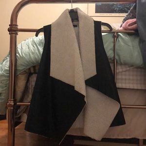 Black white fur vest jacket